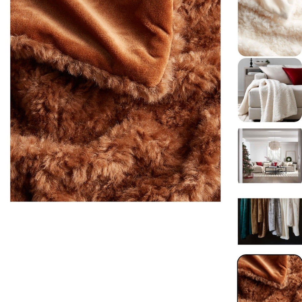 Crate and barrel sherpa faux fur throw. pottery barn,restoration hardware. New - Picture 2 of 4